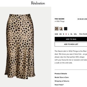 Réalisation Naomi Cheetah Midi Silk Skirt